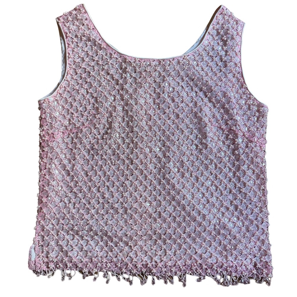 Pink Sleeveless Beaded Top